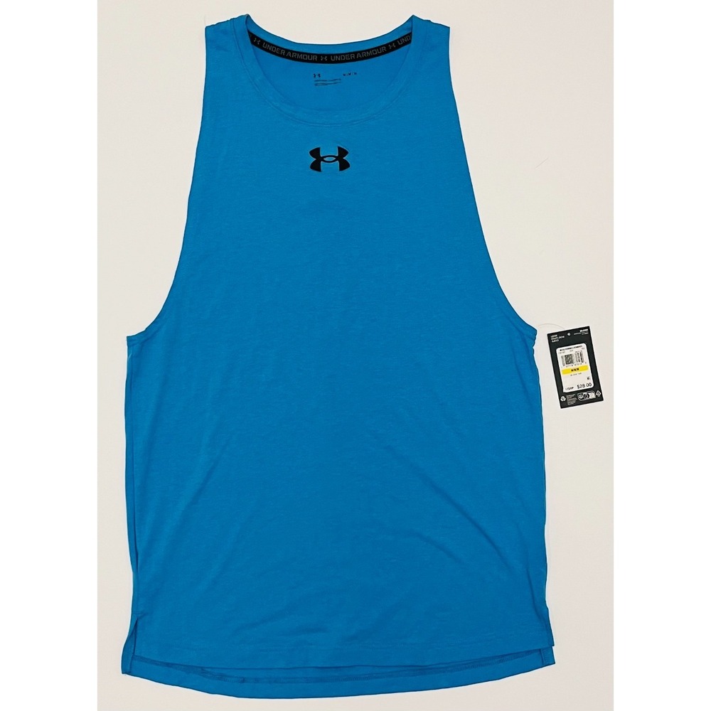 Under Armour Zone Bright Blue Tank with Logo Mens M Loose Fitting Shirt NWT